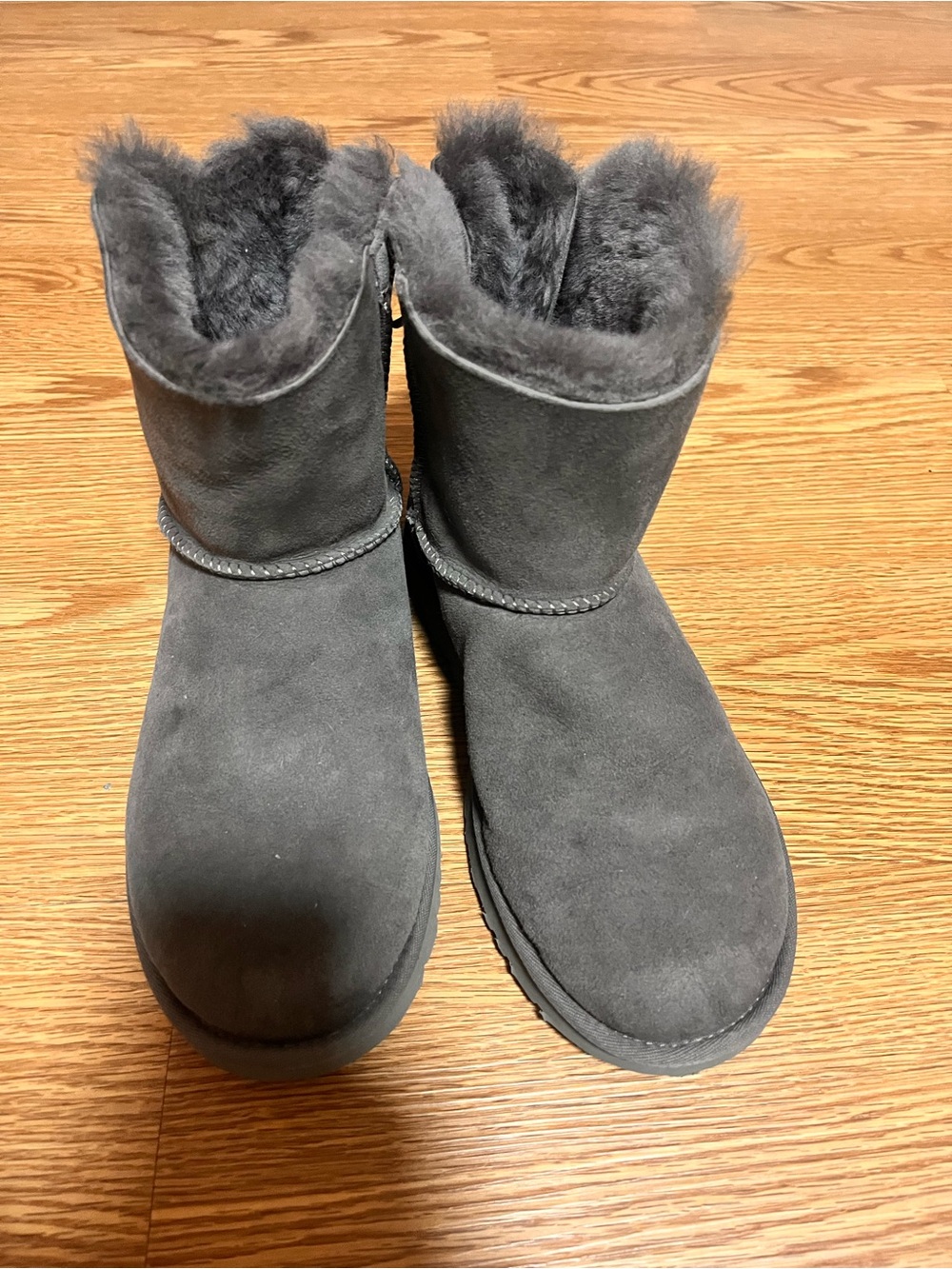 UGG Mini Bow Back Shearling Boots - Grey - Picture 2 of 4